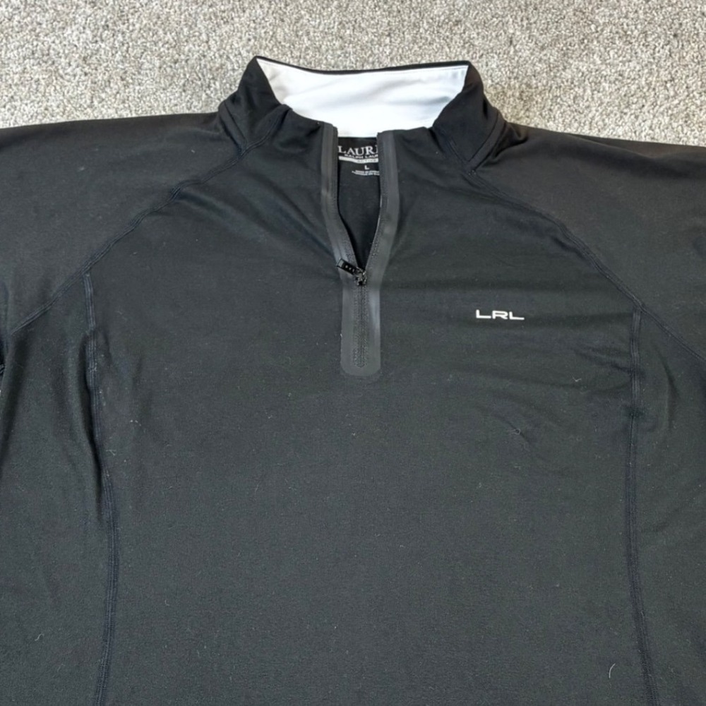Lauren Ralph Lauren Active Black Short Sleeve Zip Golf Athletic Top - L